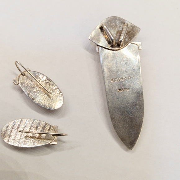 Handmade Sterling Dichroic Glass Pendant Earring Set - Picture 4 of 4